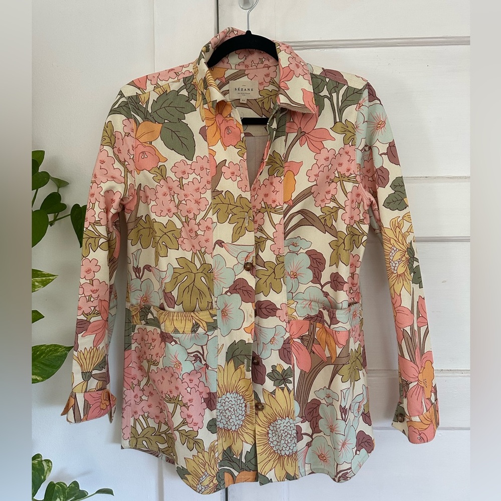 Sézane Floral Jacquard Will Jacket